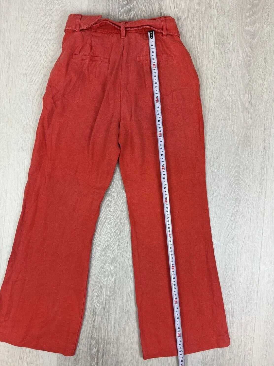 Witchery Womens 100% Linen Orange Wide Leg Belted Pants Size 6