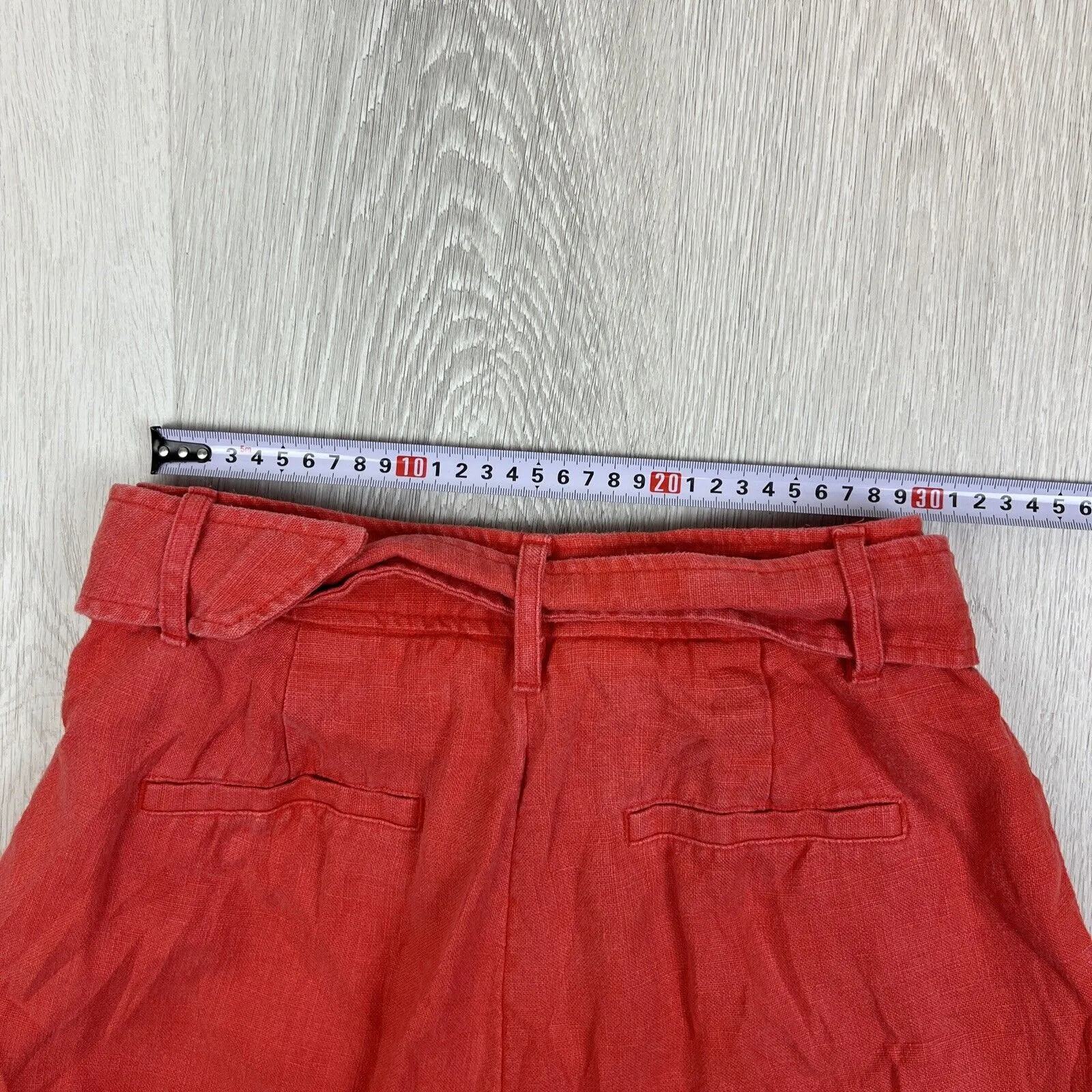 Witchery Womens 100% Linen Orange Wide Leg Belted Pants Size 6