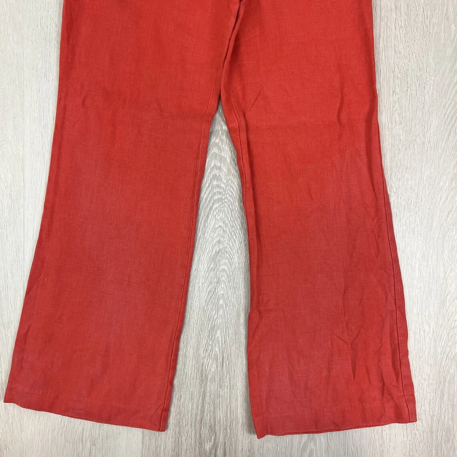 Witchery Womens 100% Linen Orange Wide Leg Belted Pants Size 6