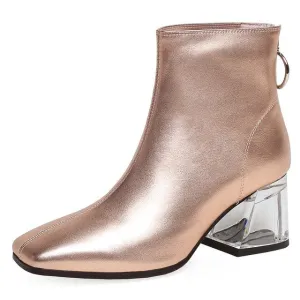 Women Ankle Boots Back Zipper High Heels Party Night Club Shoes
