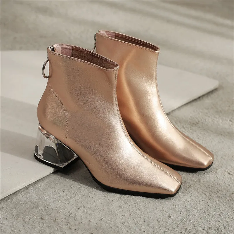 Women Ankle Boots Back Zipper High Heels Party Night Club Shoes