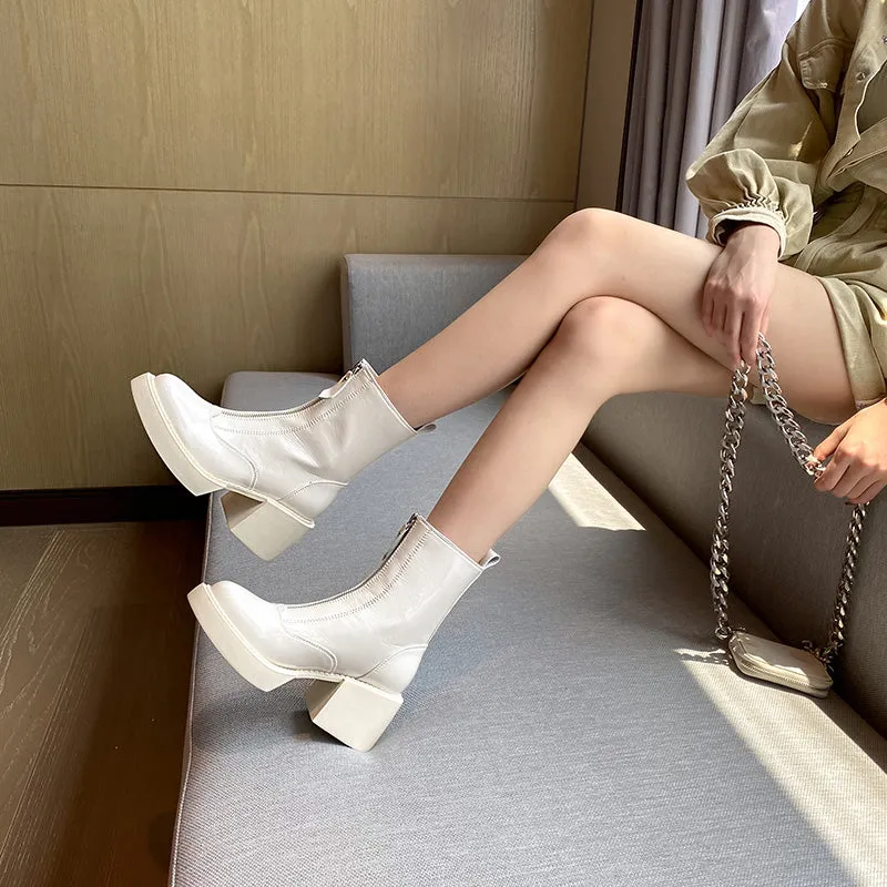 Women Ankle Boots Platform Thick High Heel