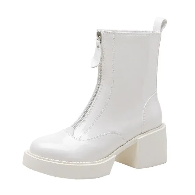 Women Ankle Boots Platform Thick High Heel