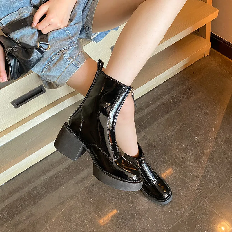 Women Ankle Boots Platform Thick High Heel