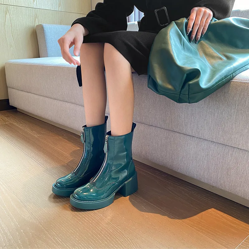 Women Ankle Boots Platform Thick High Heel