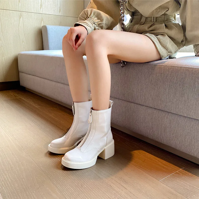Women Ankle Boots Platform Thick High Heel