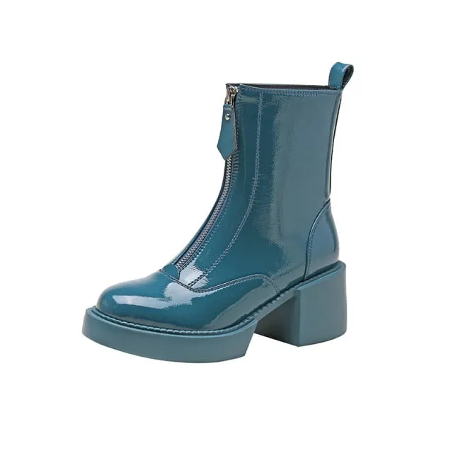 Women Ankle Boots Platform Thick High Heel