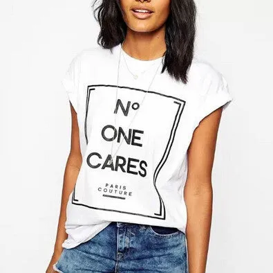 Women cute letters print T shirt European basic short sleeve O neck Shirts casual tops plus size DT17