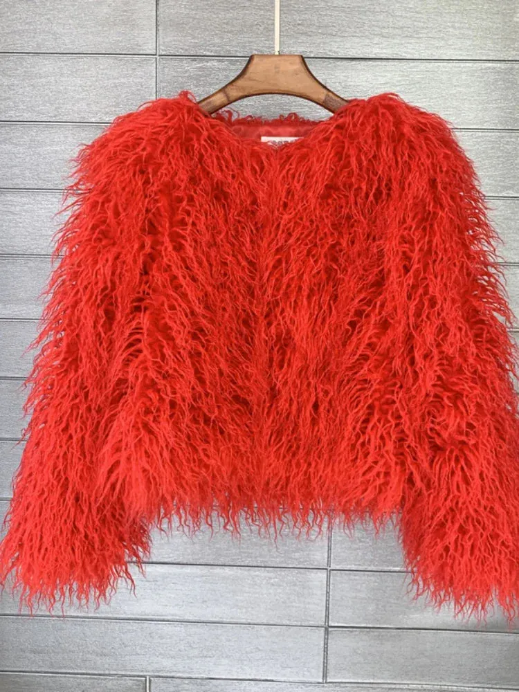 Women Faux Fur Coat Autumn Winter Fluffy Short Coat Faux Fur Jacket