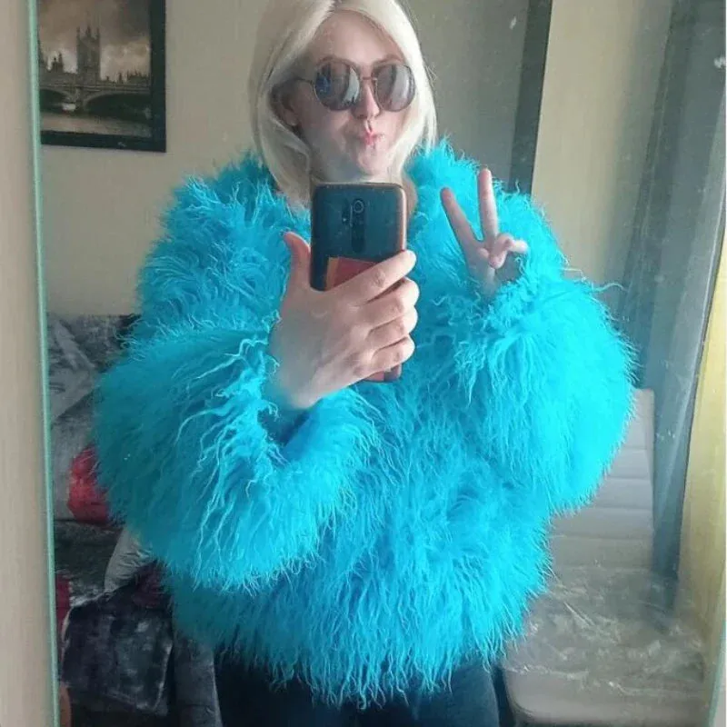 Women Faux Fur Coat Autumn Winter Fluffy Short Coat Faux Fur Jacket