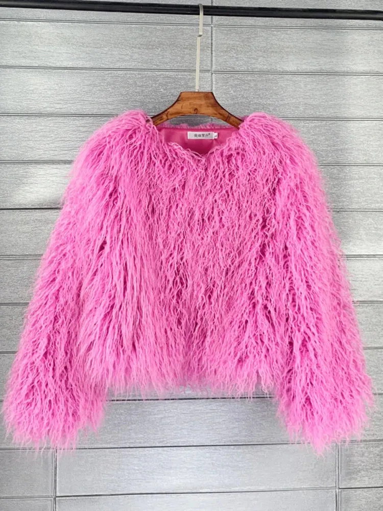 Women Faux Fur Coat Autumn Winter Fluffy Short Coat Faux Fur Jacket