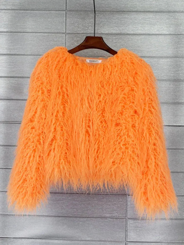 Women Faux Fur Coat Autumn Winter Fluffy Short Coat Faux Fur Jacket
