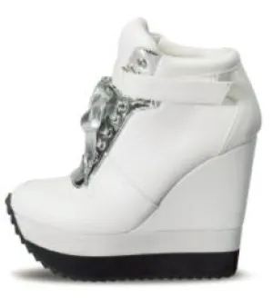 Women High Heels Platform Shoes Lace Up Ankle Strap Height Increase Women Wedge Sneakers Chaussure Femme