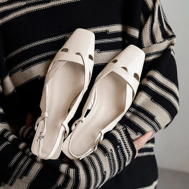 Women Sandals Buckle Strap Genuine Leather