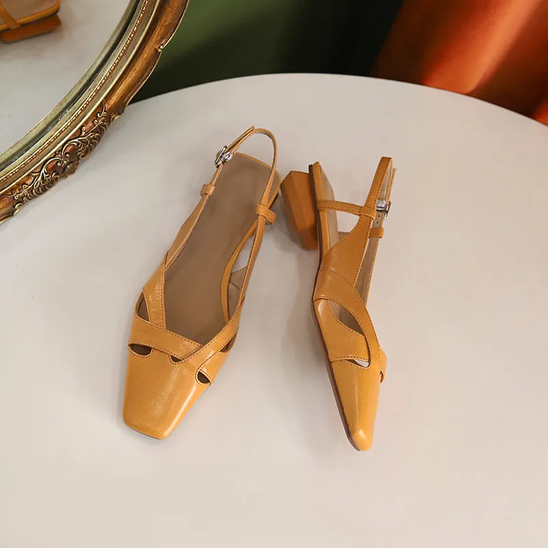 Women Sandals Buckle Strap Genuine Leather