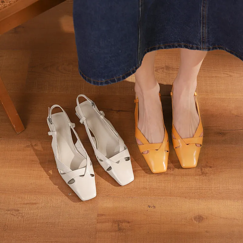 Women Sandals Buckle Strap Genuine Leather