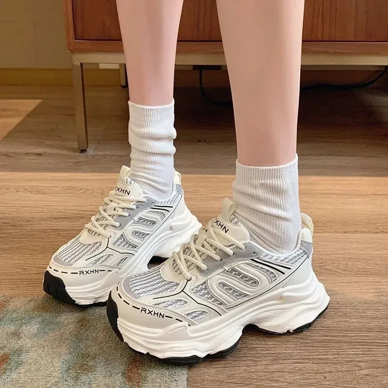 Women Sneakers Autumn Fashion Breathable Casual Shoes Women Mesh Lace Up Comfort Platform Vulcanize Shoes Zapatillas De Mujer