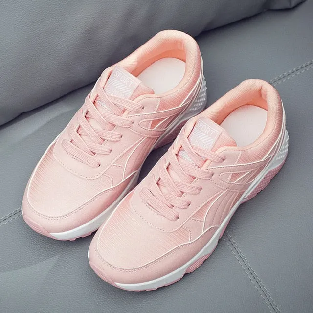 Women Sneakers Breathable Outdoor Walking Shoes Woman Mesh Casual Shoes Pink Lace-Up Ladies Shoes 2020 Fashion Female Sneakers