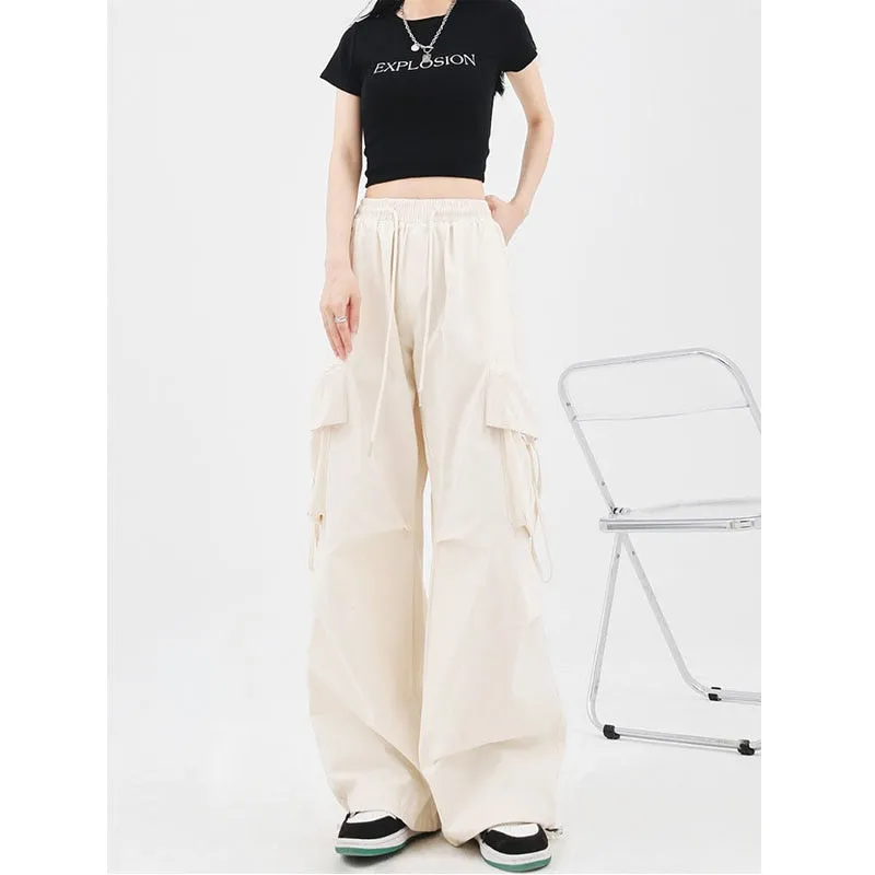 Women's Baggy Hip Hop Style Pants Wide Cargo Y2K Pants Parachute Pants