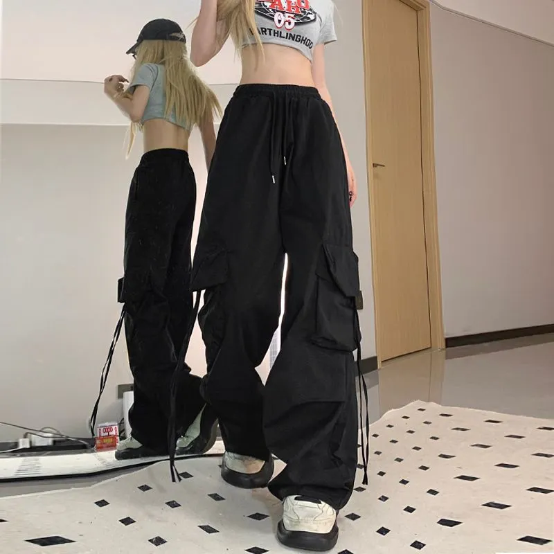 Women's Baggy Hip Hop Style Pants Wide Cargo Y2K Pants Parachute Pants