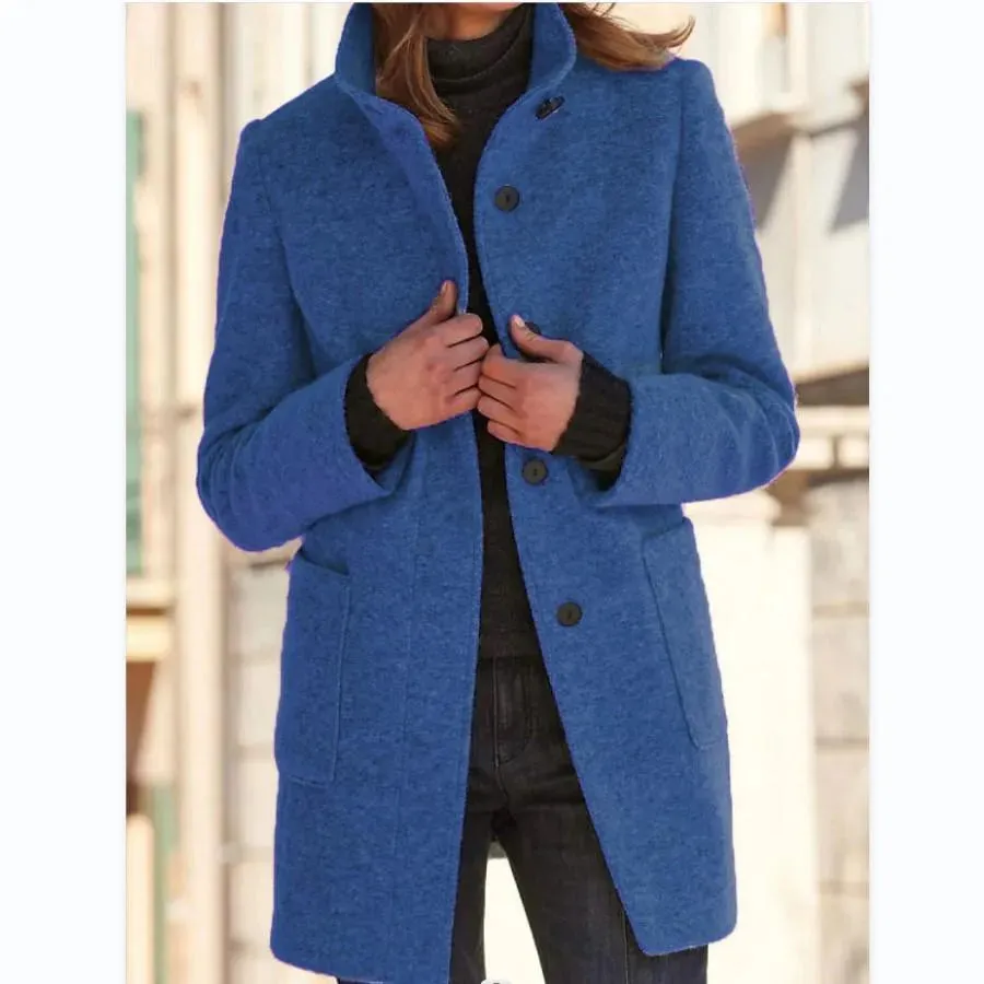 Women's - Coat - Stylish Wool Outerwear - Elegant Winter Layer