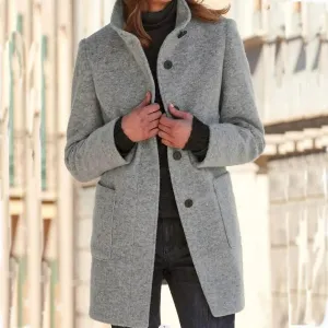 Women's - Coat - Stylish Wool Outerwear - Elegant Winter Layer