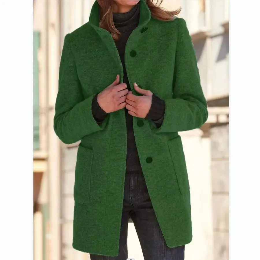 Women's - Coat - Stylish Wool Outerwear - Elegant Winter Layer