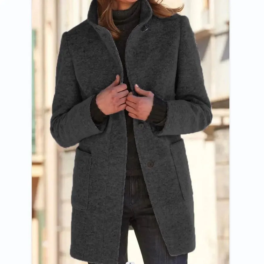 Women's - Coat - Stylish Wool Outerwear - Elegant Winter Layer