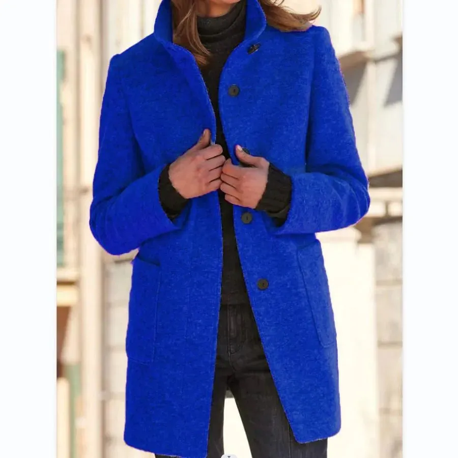 Women's - Coat - Stylish Wool Outerwear - Elegant Winter Layer