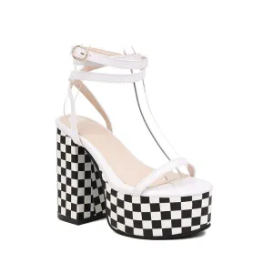 Women's Cross Strap Color Block Thick Sole Chunky Heel Platform Sandals