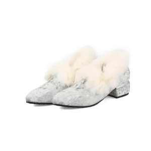 Women's Furry Chunky Heels Shoes