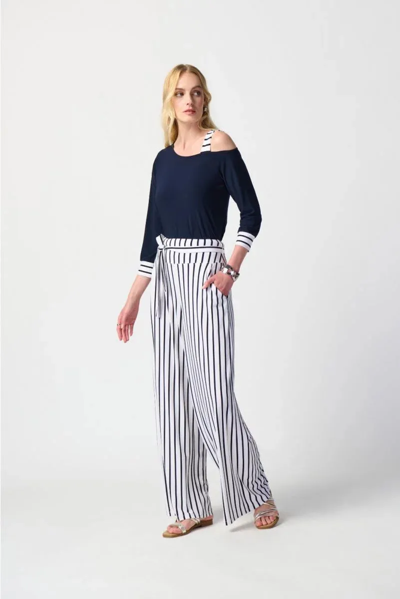 Women's Joseph Ribkoff | Striped Flowing Wide Leg Pants | Blue
