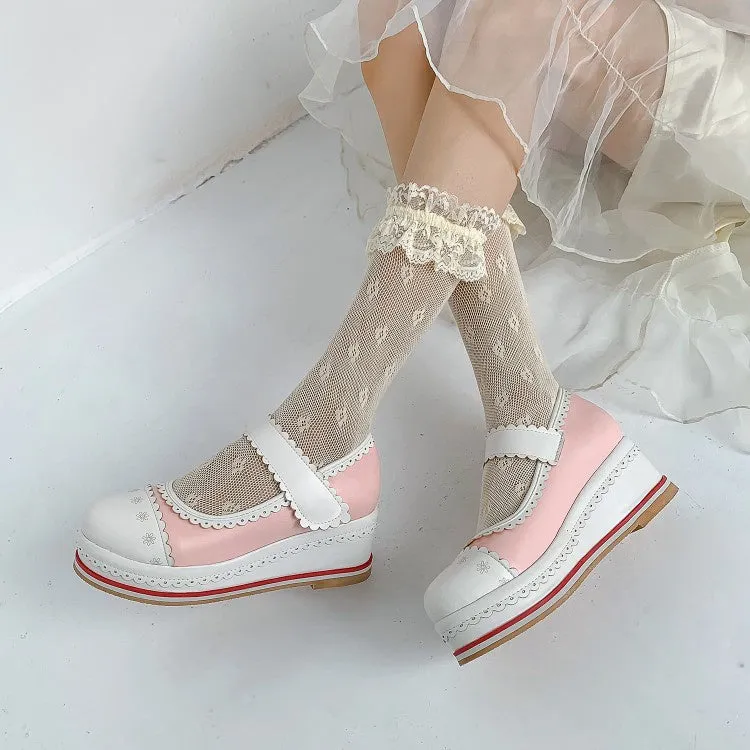 Women's Lace Platform Wedges Shoes