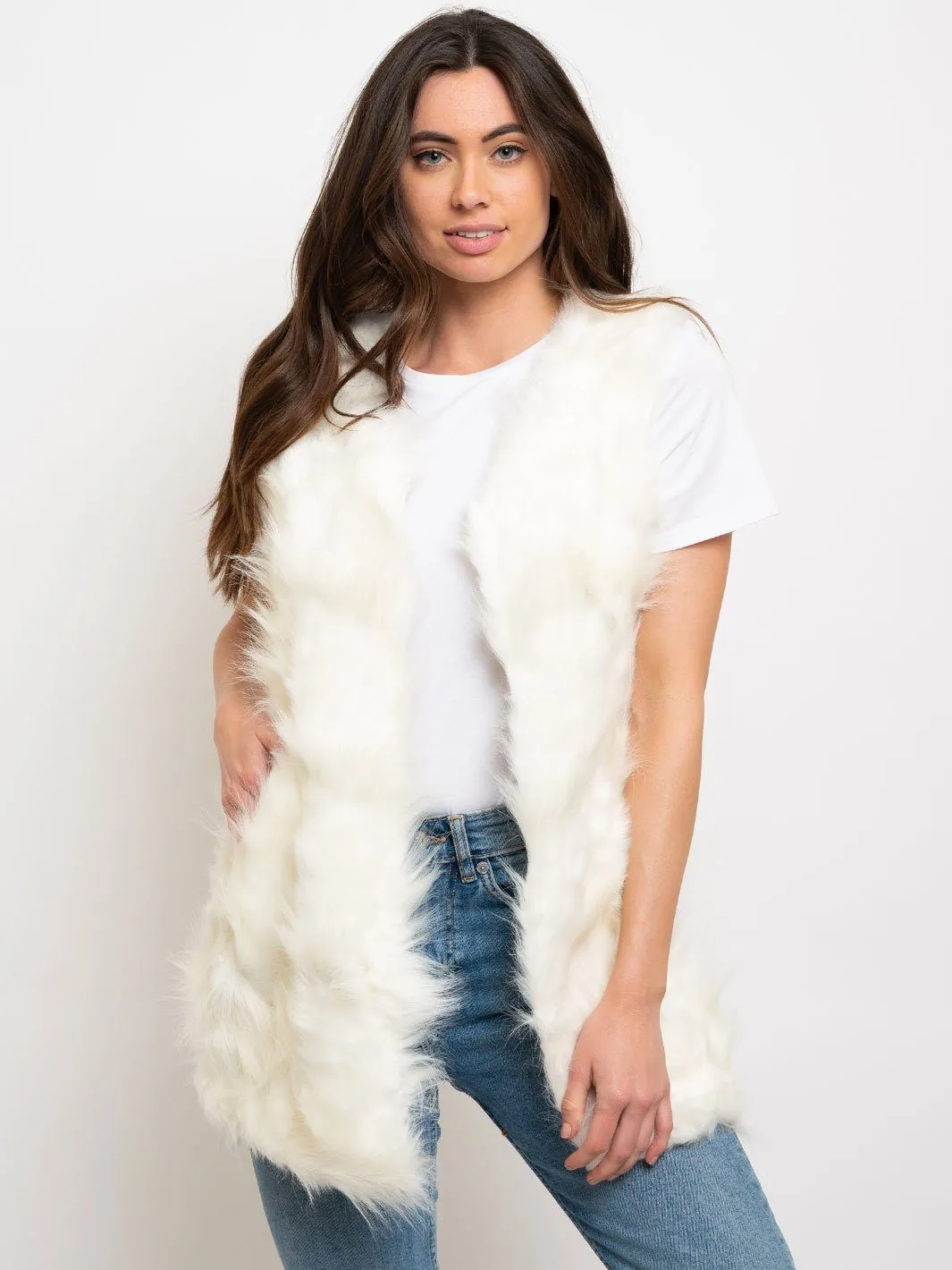 WOMEN'S MID LENGTH FAUR FUR VEST