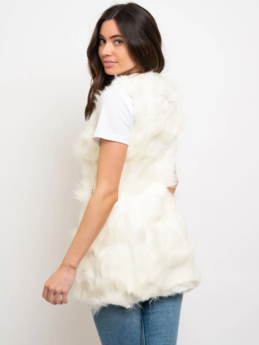 WOMEN'S MID LENGTH FAUR FUR VEST