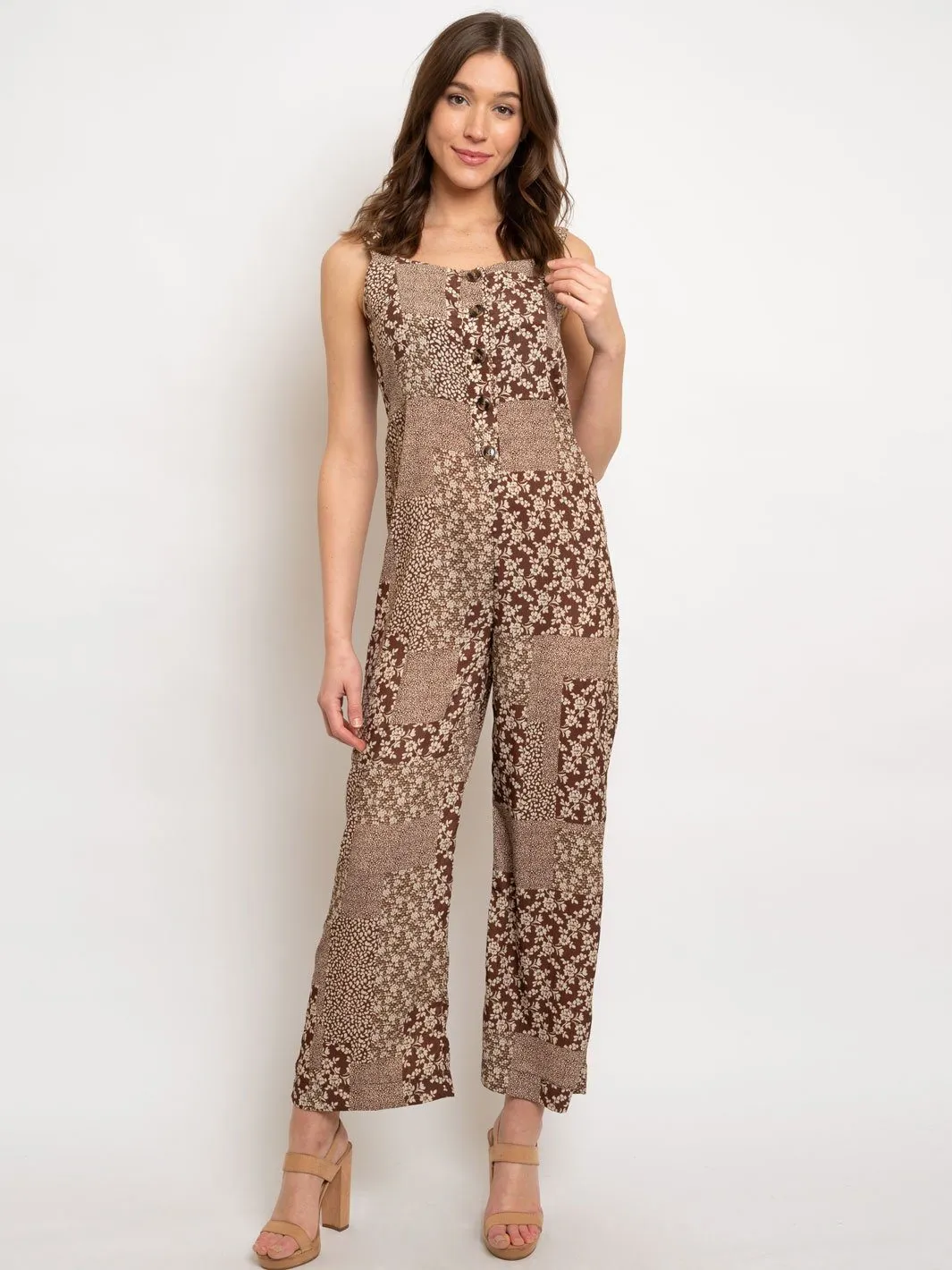 WOMEN'S MULTI PRINT SLEEVELESS JUMPSUIT