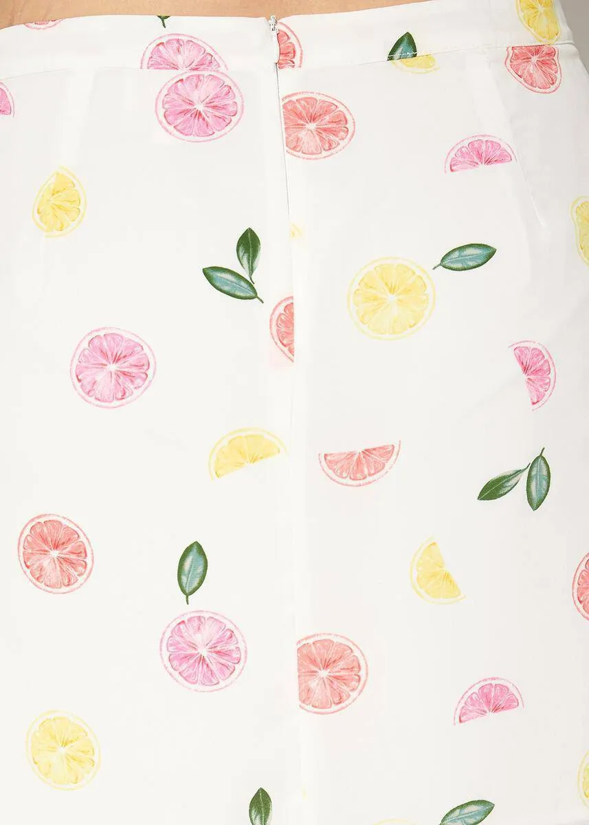 Women's Plus Size Button Front Midi Skirt in Fruit Punch