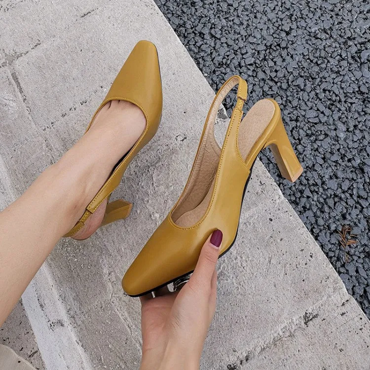 Women's Slingbacks High Heel Chunky Pumps