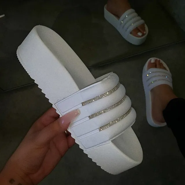 Women's Slippers Fashion Casual Slippers Women Thick Platforms Shoes Slippers Flip Flops Ladies Slides Rome Beach Sandals 2020