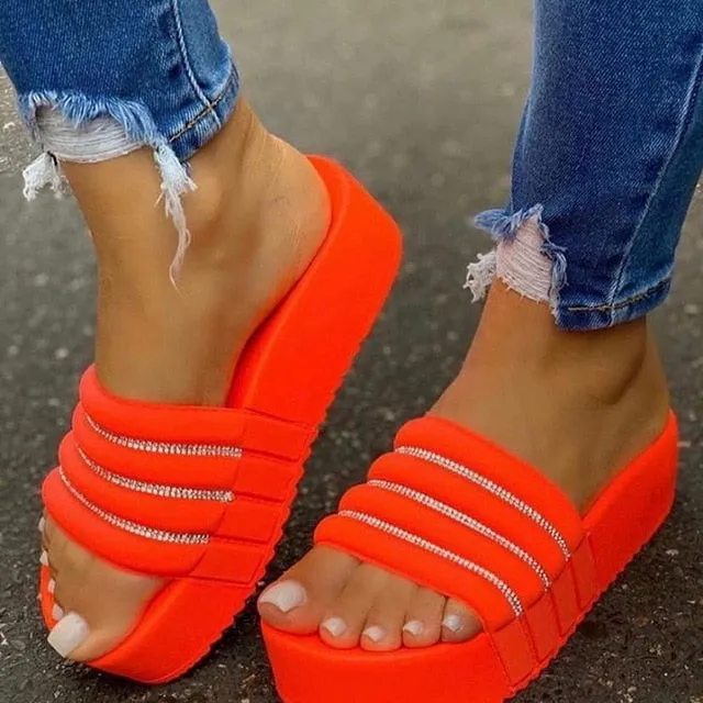 Women's Slippers Fashion Casual Slippers Women Thick Platforms Shoes Slippers Flip Flops Ladies Slides Rome Beach Sandals 2020