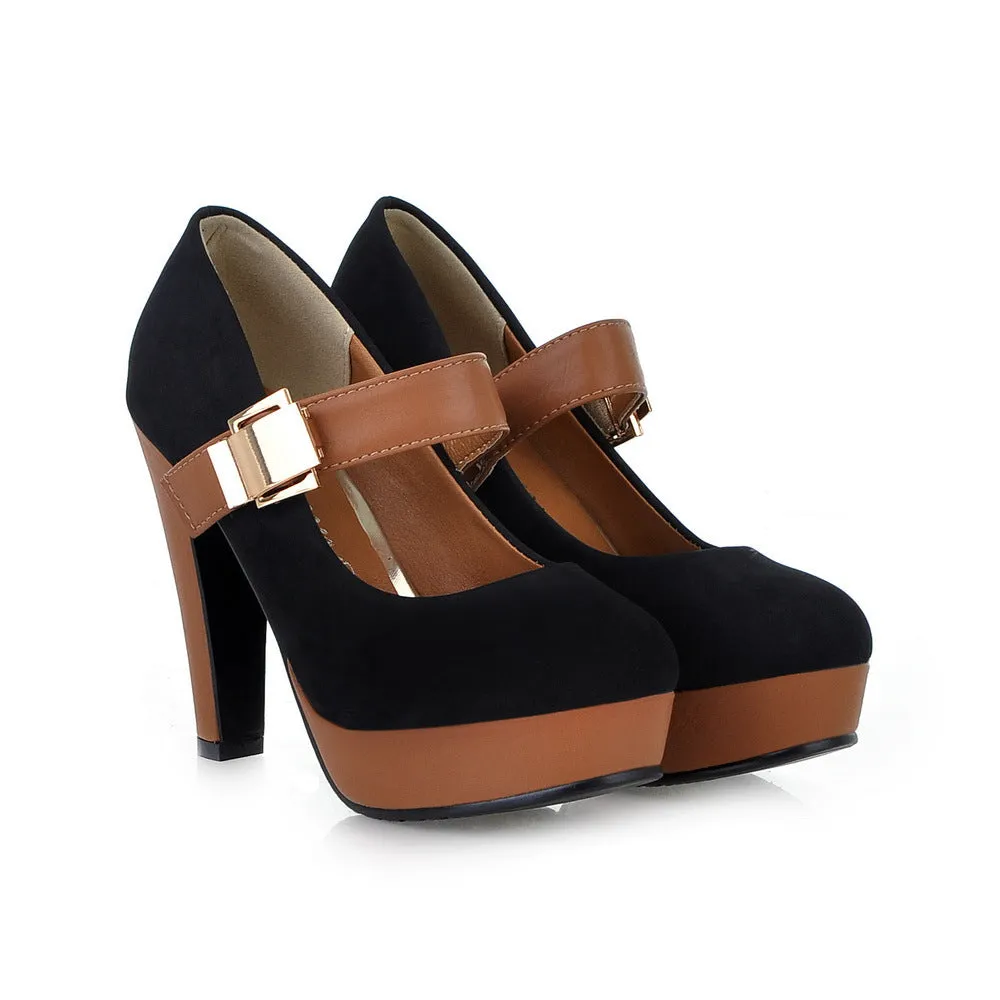 Women's Suede High Heel Platform Pumps Shoes 7140
