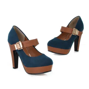 Women's Suede High Heel Platform Pumps Shoes 7140