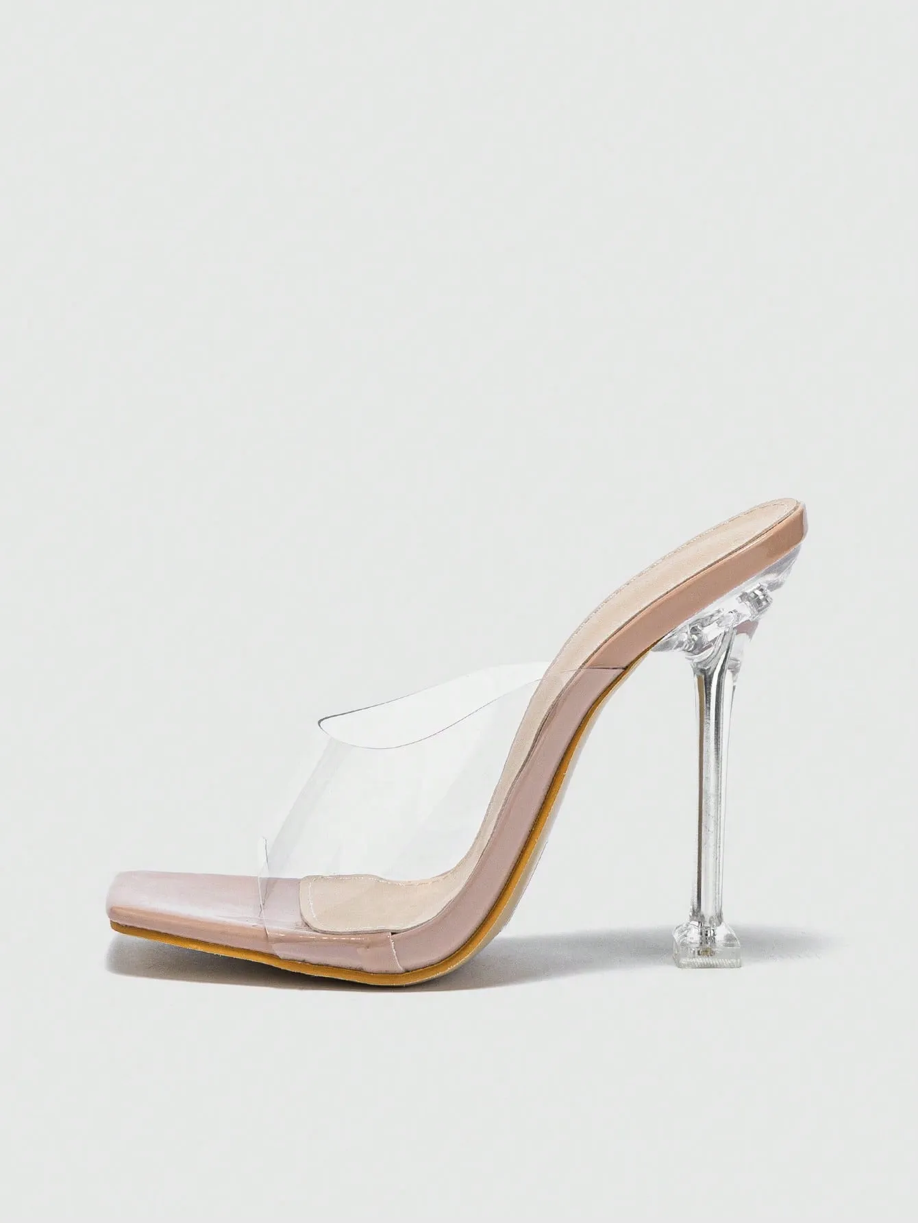 Women's Summer Breathable Clear Block Heel Mules With See-Through Strap And Peep Toe For Party, Sultry Transparent High Heel Slippers