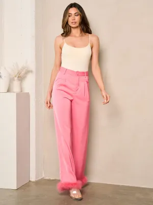 WOMEN'S WIDE FLUFFY LEG DETAILED PANTS