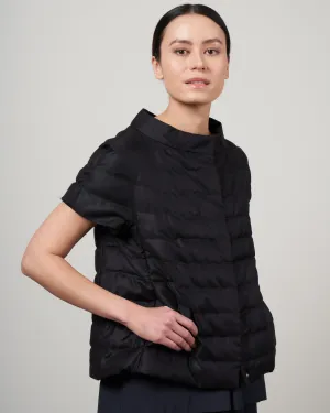 wool blend down cap sleeve - nero