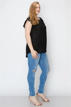 Wool Dobby Plus Top Black - Pack of 6