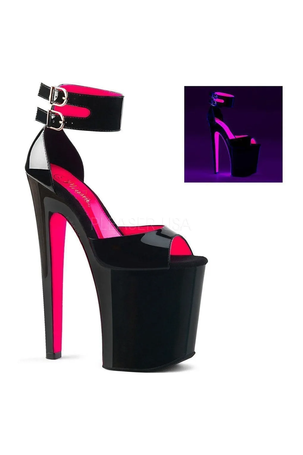 XTREME-875TT Platform Sandal  | Black Patent