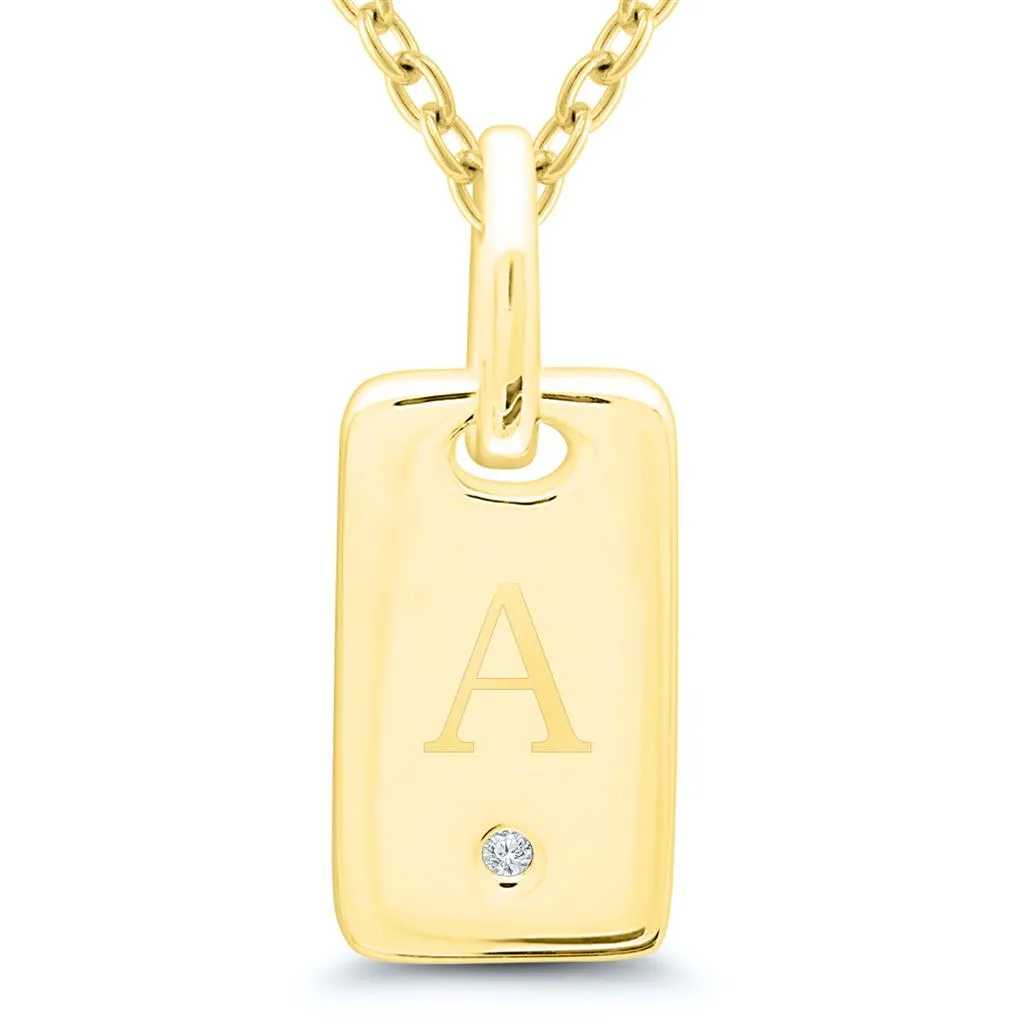 Yellow Gold Plated Diamond Inital "A" Necklace