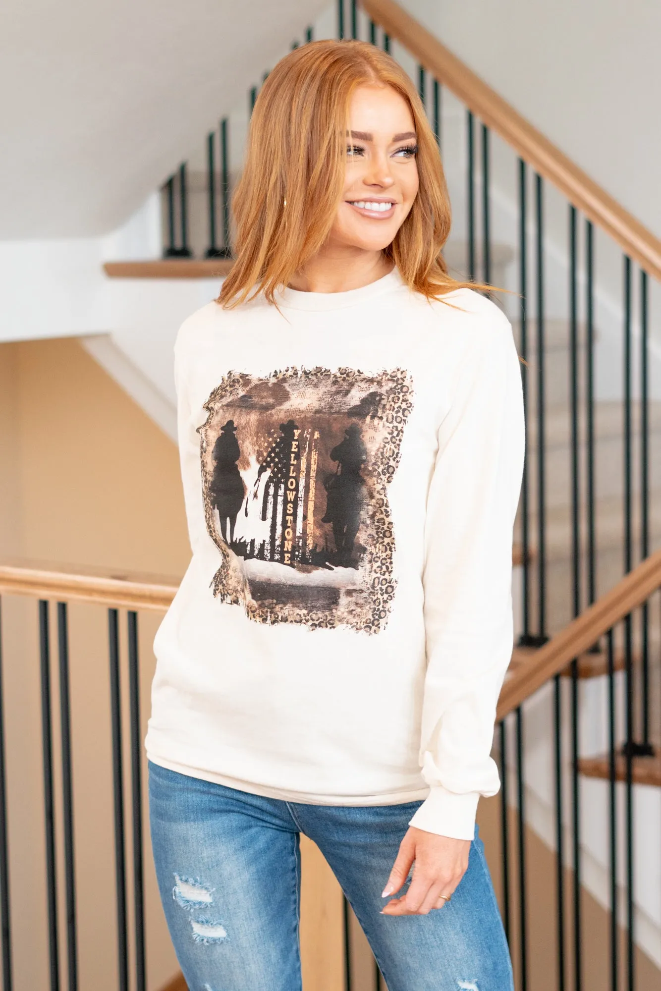 Yellowstone Cowboy Graphic Pull Over Sweater