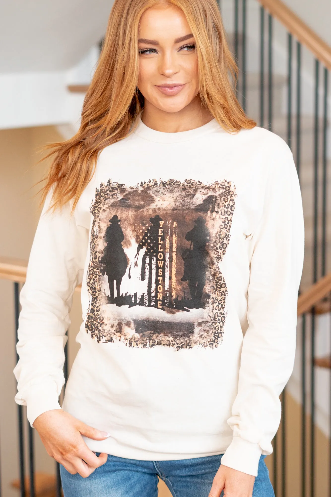 Yellowstone Cowboy Graphic Pull Over Sweater